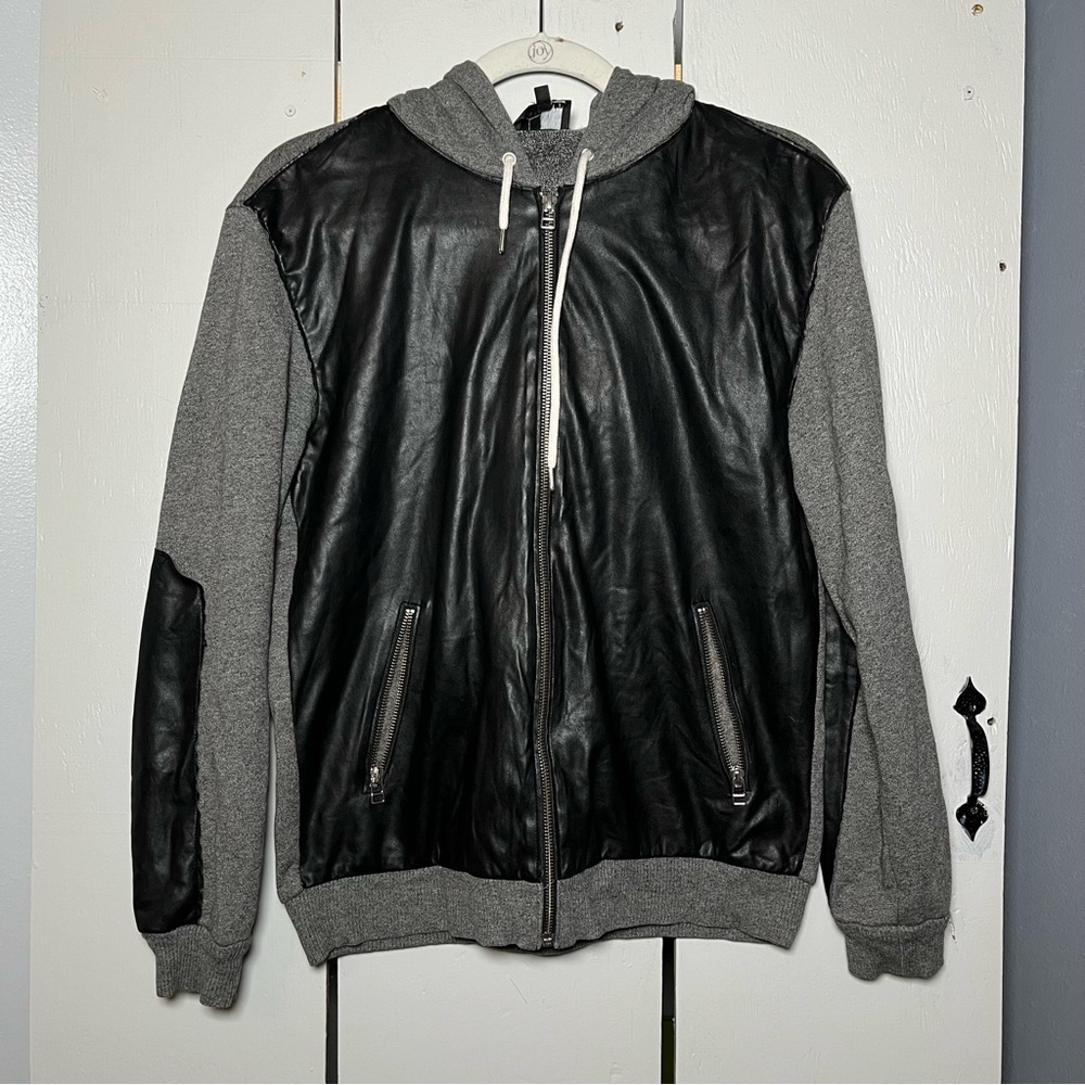 Aritzia Wilfred Free Women Black Faux Leather Hoodie Jacket Vegan Small
